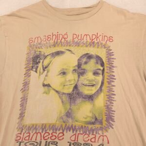 Smashing Pumpkins Band Graphic Crew Neck T Shirt Mens Size Extra Large XL Tan